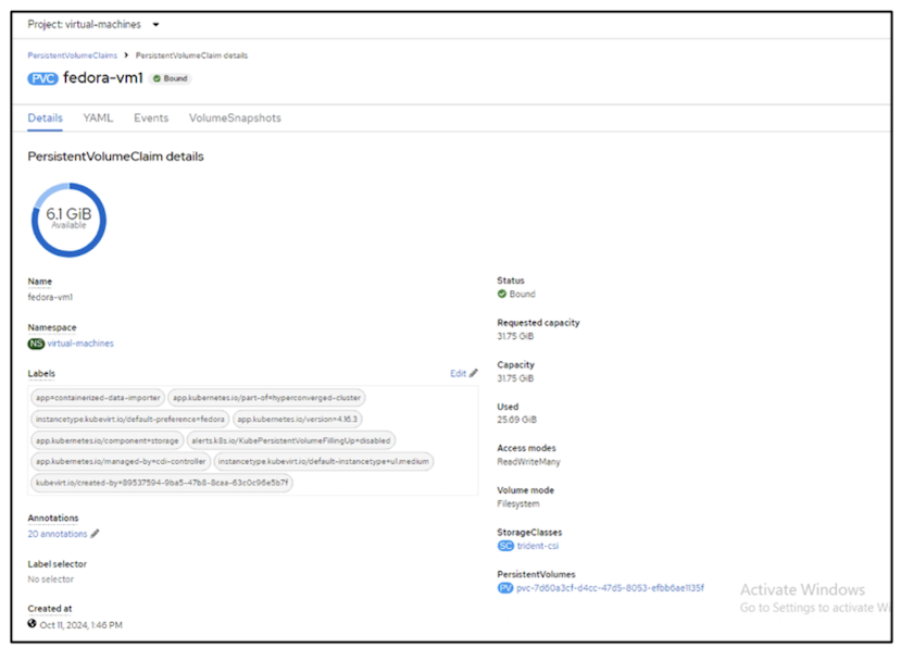 Disco de arranque de máquina virtual OCP-v PVC