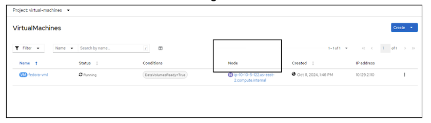 Nodo actual de VM de OCP-v.