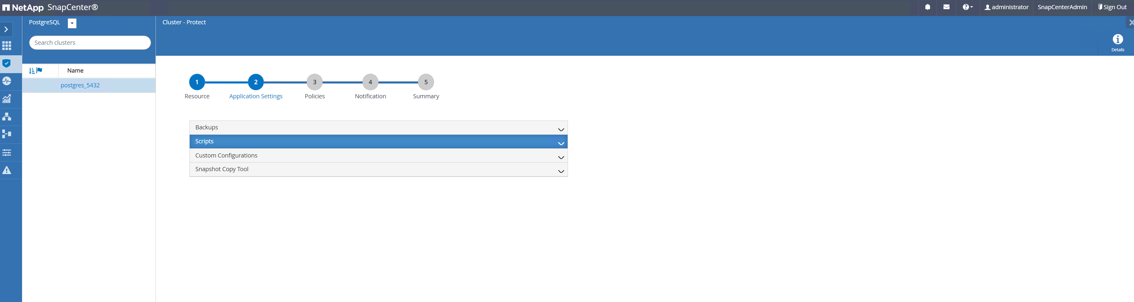 Esta imagen proporciona una copia de seguridad de base de datos para el servidor SnapCenter