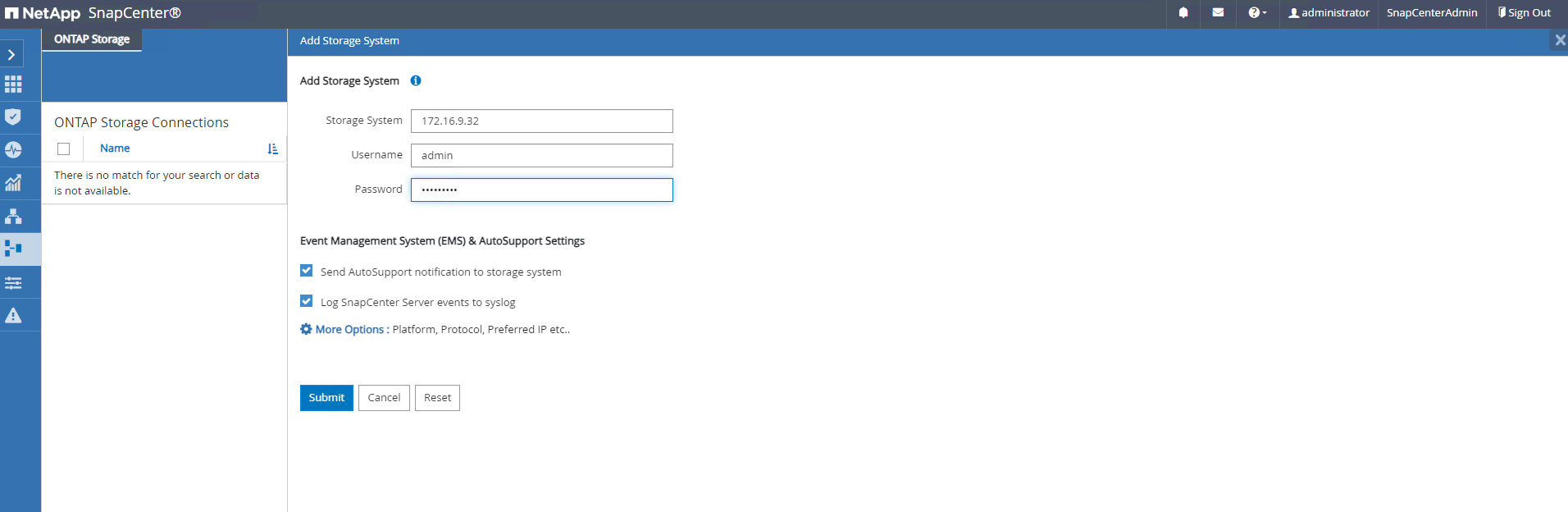 Esta imagen proporciona Azure NetApp Files para el servidor SnapCenter