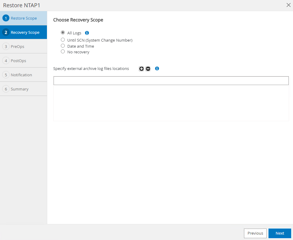 Captura de pantalla que muestra la configuración de SnapCenter.