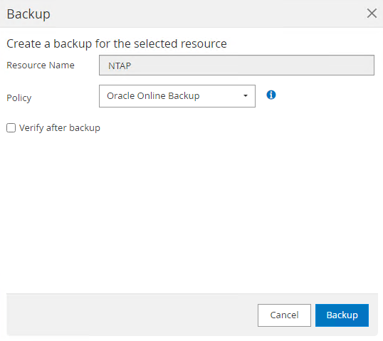 Captura de pantalla que muestra la configuración de SnapCenter.