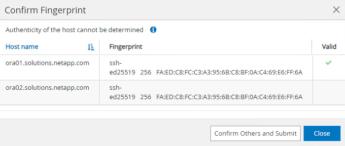 Captura de pantalla que muestra la configuración de SnapCenter.