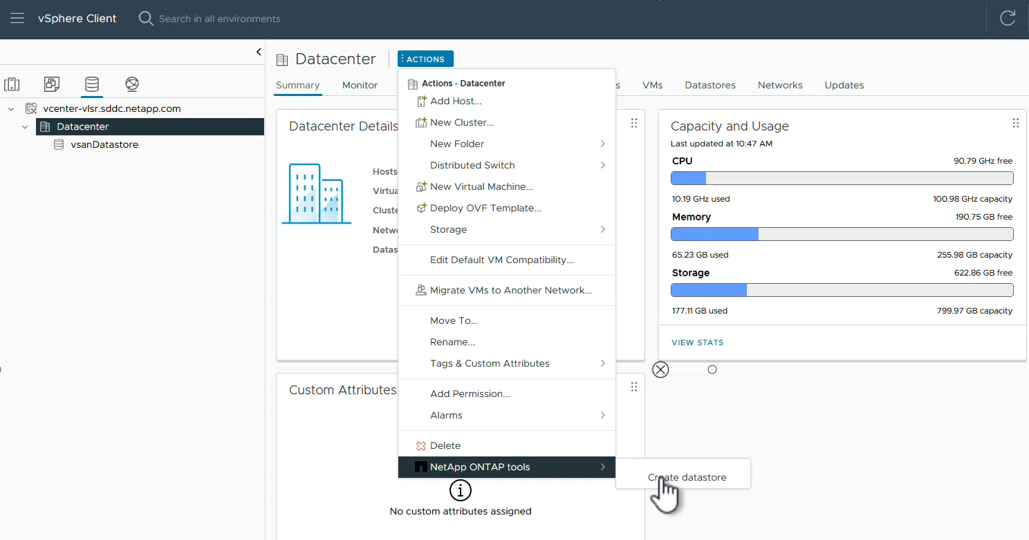 Herramientas de ONTAP: Crear almacén de datos