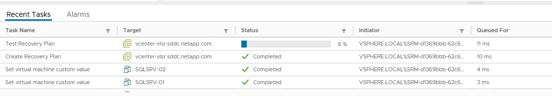 prueba de failover en el panel de tareas