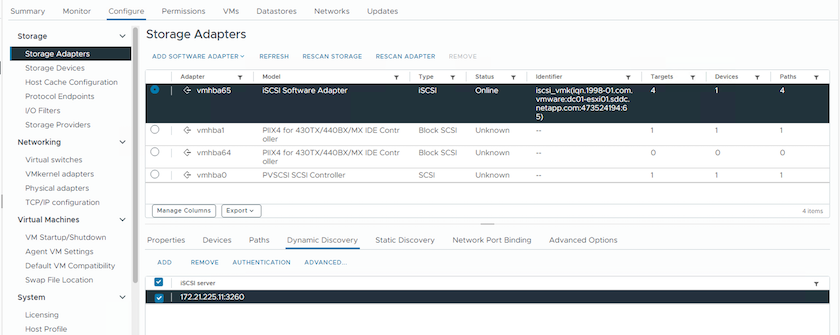 Agregue el servidor iSCSI para la detección dinámica