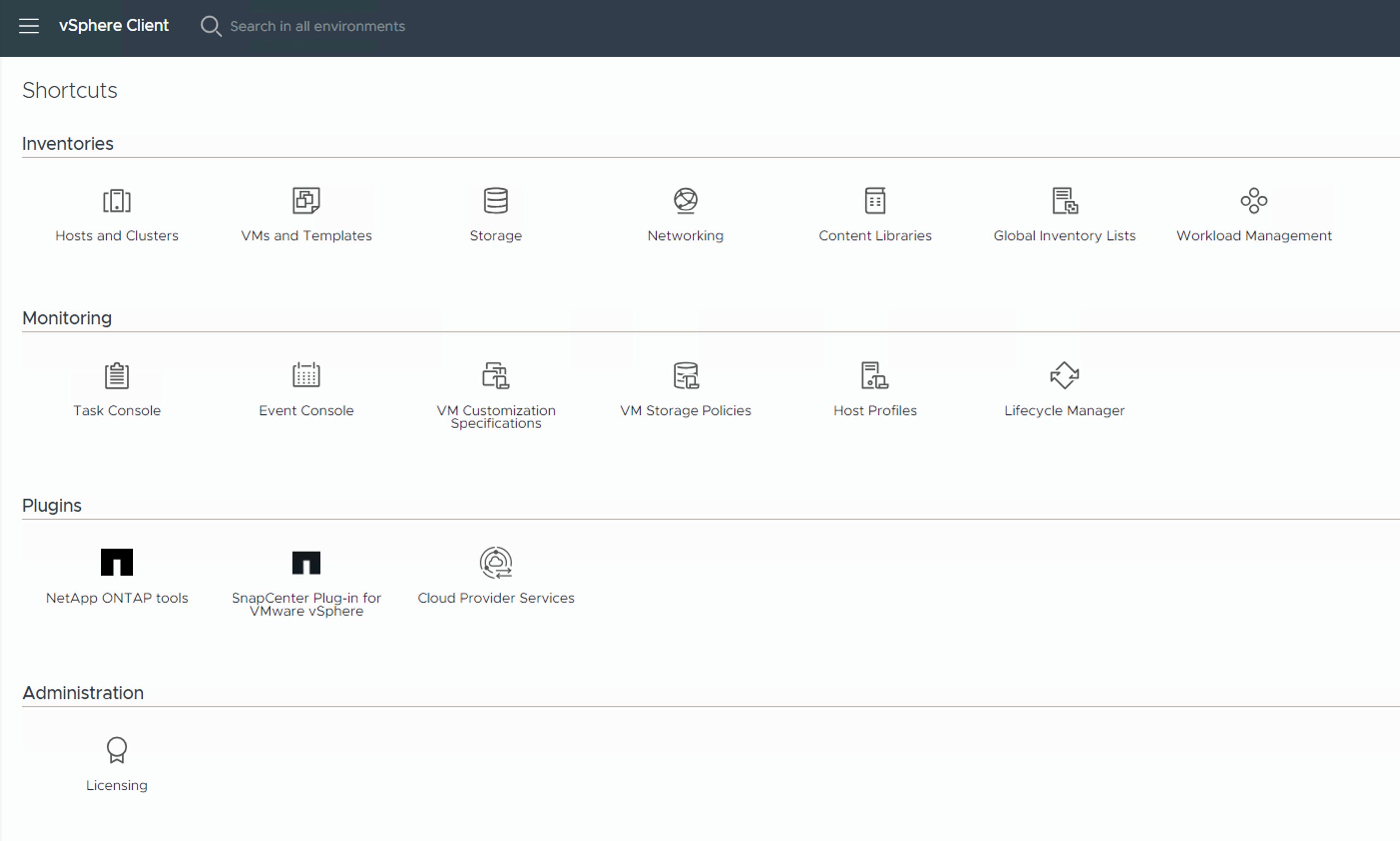 El plugin de herramientas de ONTAP registrado en vCenter