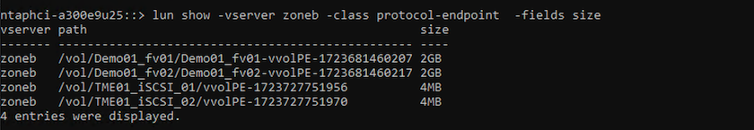 Tamaño de PE de iSCSI de CLI