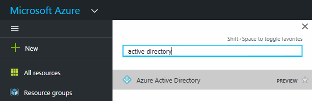 Muestra el servicio de Active Directory en Microsoft Azure.