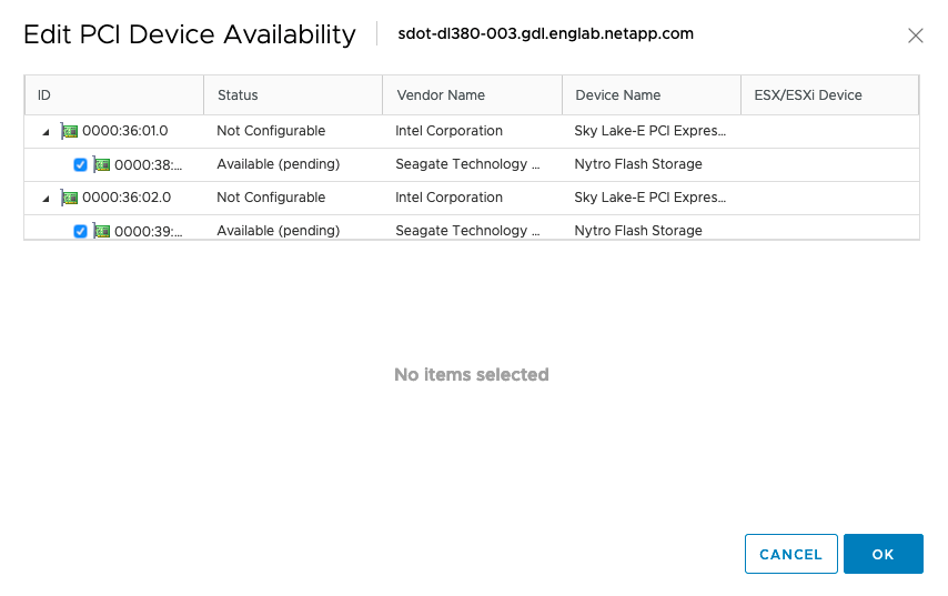 Edite la disponibilidad del dispositivo PCI