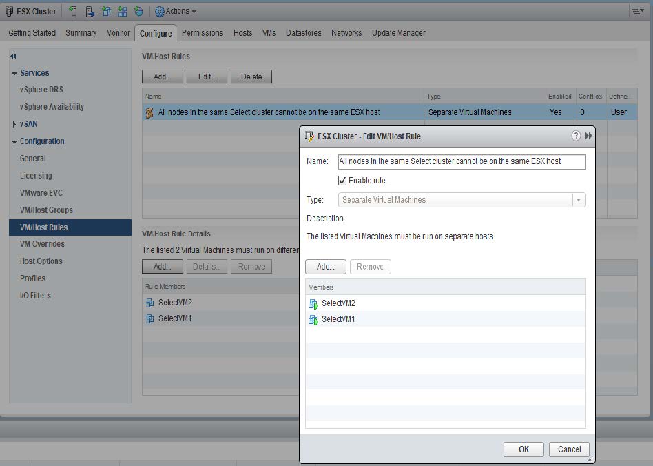 Editar regla VM/Host