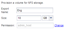 Captura de pantalla del área en la que se configura la exportación NFS