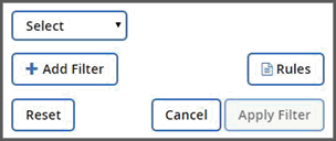 Captura de pantalla del primer conjunto de opciones de filtro
