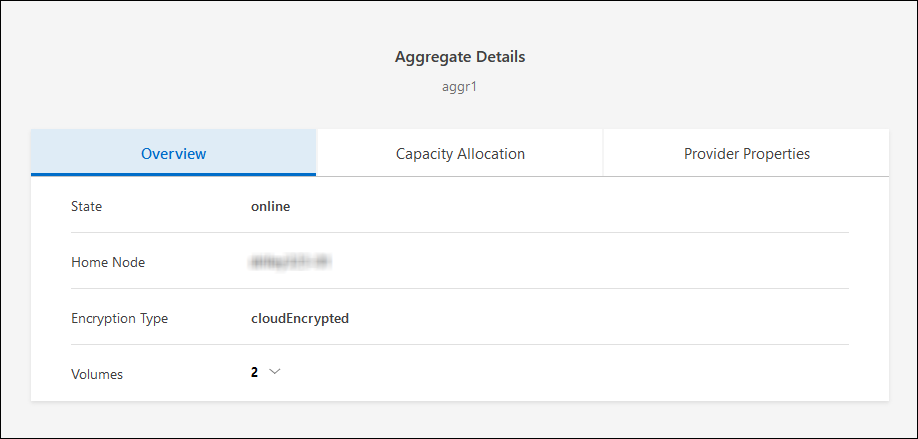 Captura de pantalla: muestra el campo Estado cuando visualiza información de un agregado.