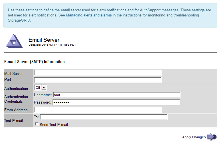 Configuración del servidor de correo electrónico
