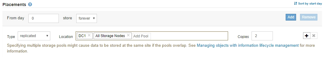 Instrucciones de colocación para múltiples pools de almacenamiento