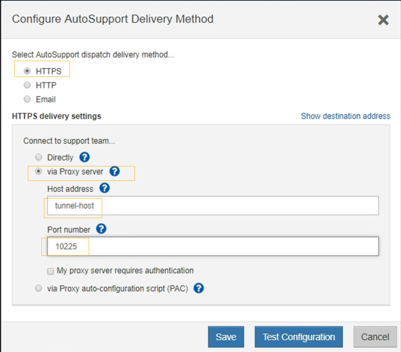 AutoSupport configura el método de entrega de AutoSupport en SANtricity
