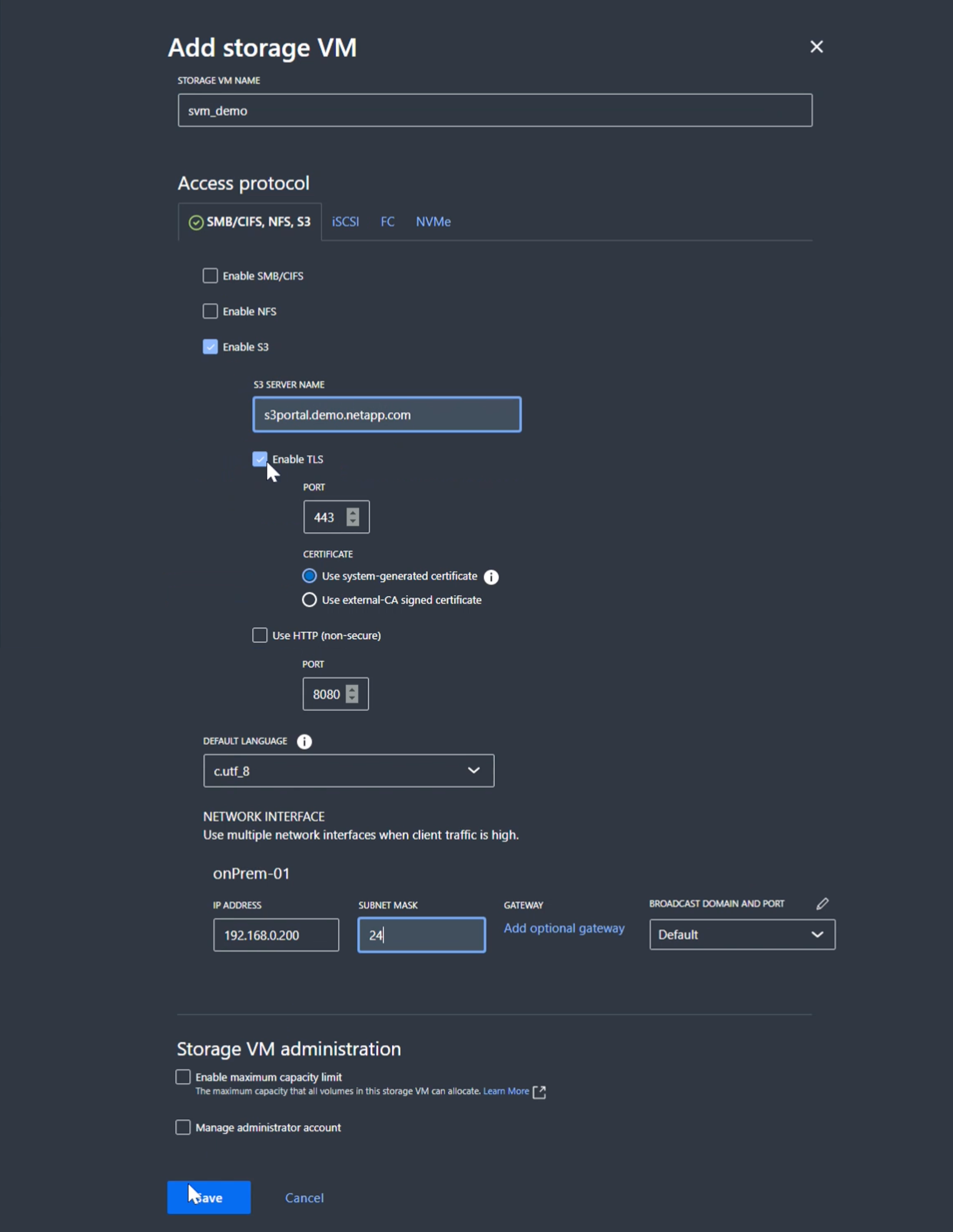 Configurar la SVM nueva