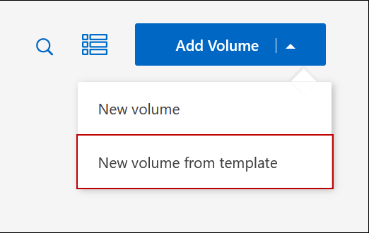 Capture d'écran indiquant comment ajouter un nouveau volume à partir d'un modèle.