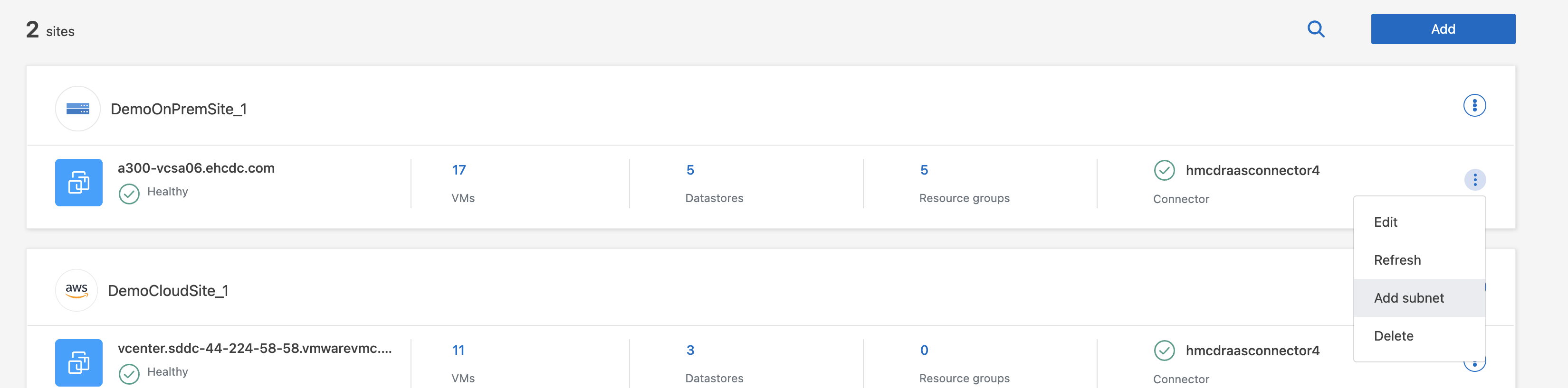Capture d'écran du menu Ajouter sous-réseau