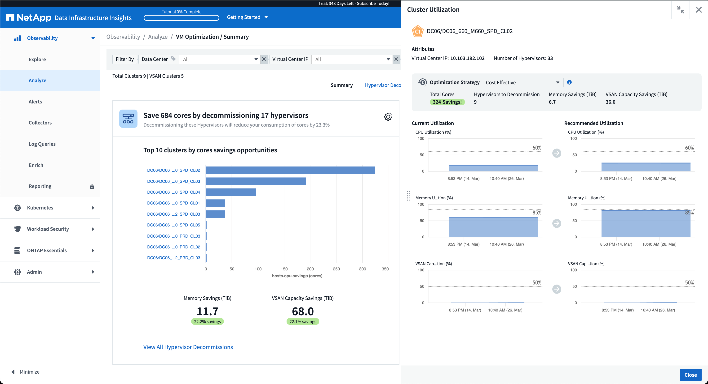 Exemple d'optimisation de VM avec VSAN