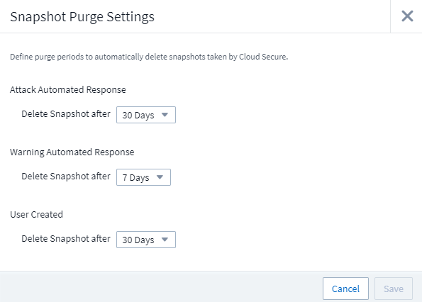 Paramètres de purge des instantanés