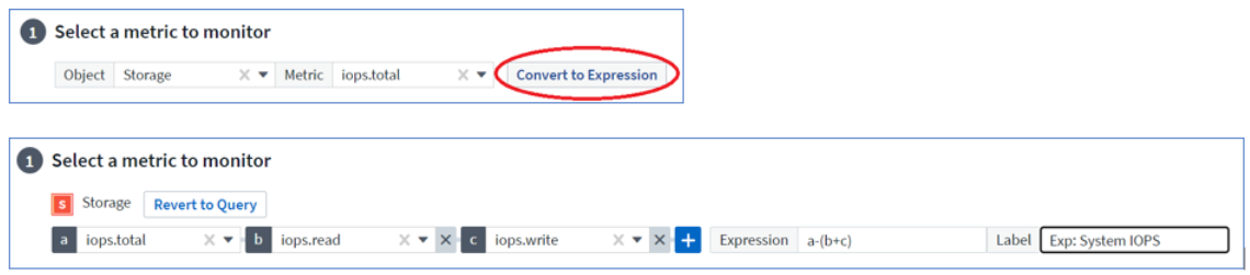 Création d'une expression dans un moniteur métrique