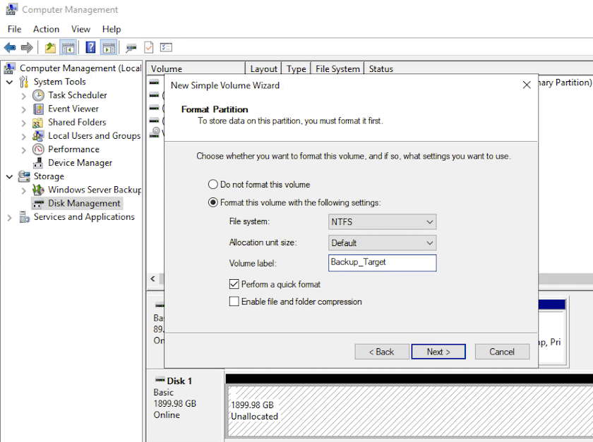 Gestion des disques Windows