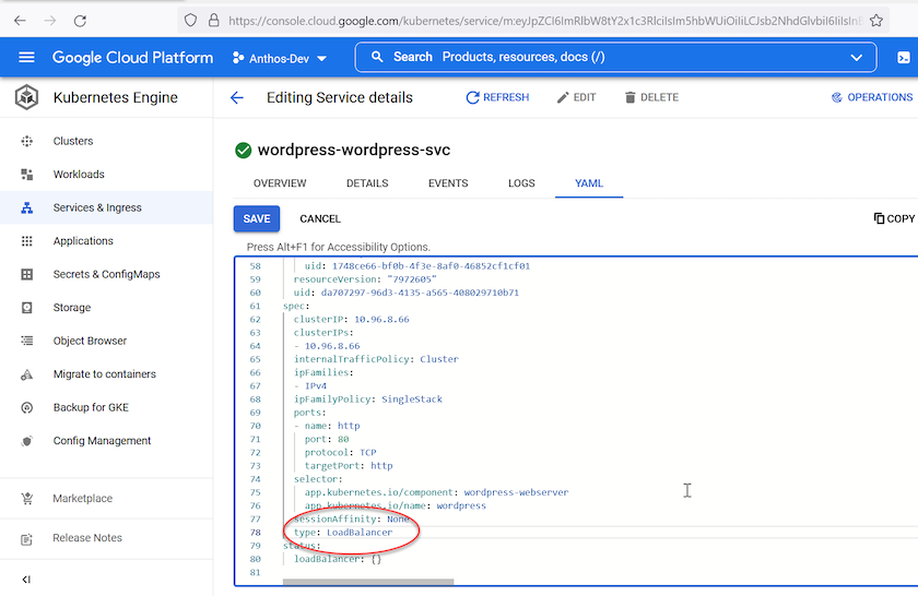 Type Valeur LoadBalancer