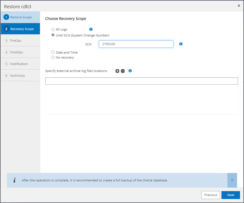 Capture d'écran montrant la configuration de SnapCenter .