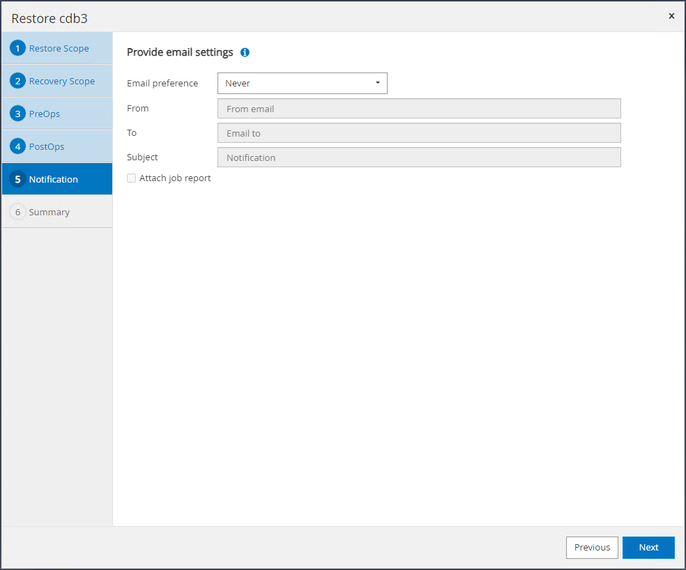 Capture d'écran montrant la configuration de SnapCenter .
