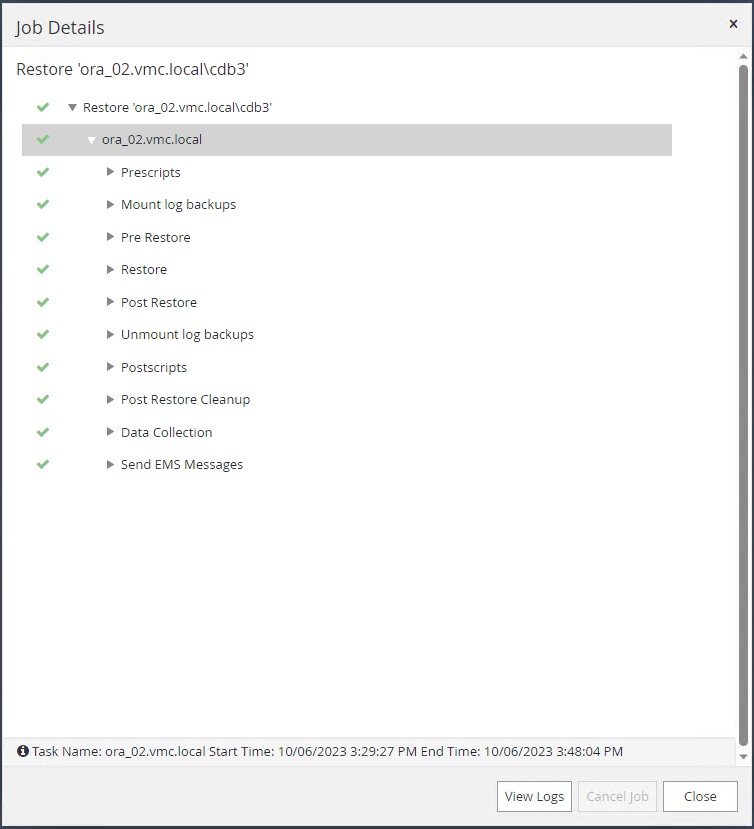 Capture d'écran montrant la configuration de SnapCenter .