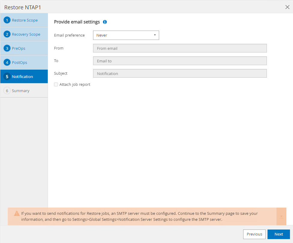 Cette image fournit la restauration de la base de données pour le serveur SnapCenter