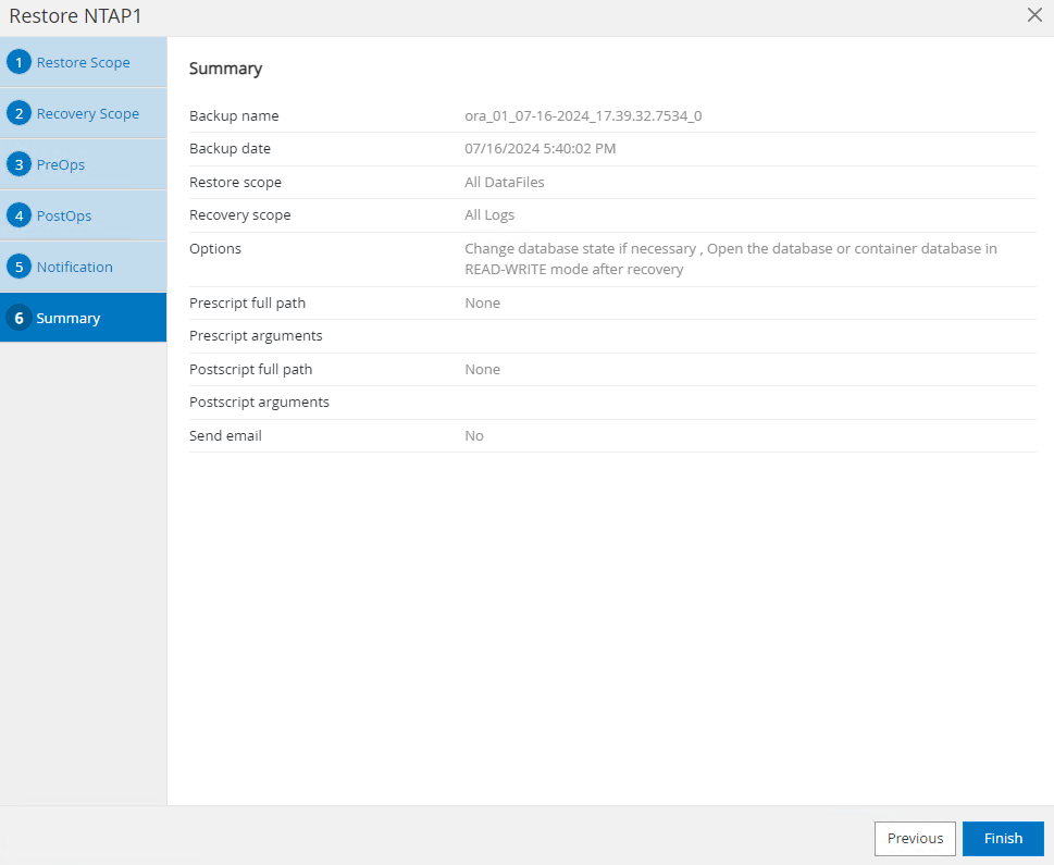 Capture d'écran montrant la configuration de SnapCenter .
