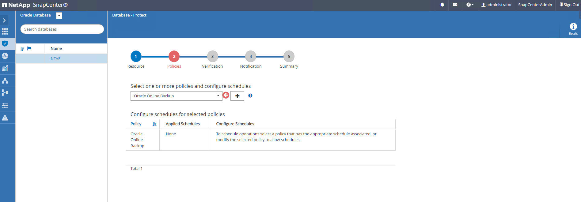Capture d'écran montrant la configuration de SnapCenter .
