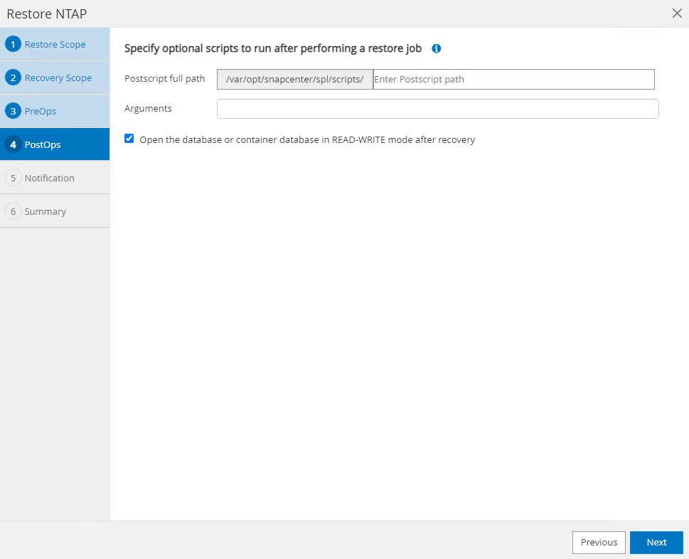 Capture d'écran montrant la configuration de SnapCenter .
