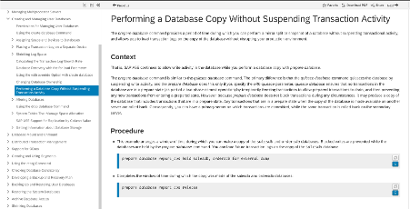 Capture d'écran du contenu de la page d'aide SAP