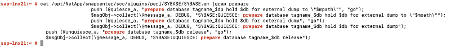 Capture d'écran de la commande quiesce database