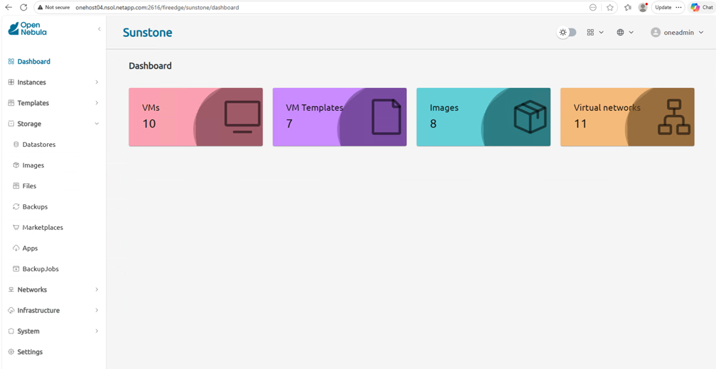 Interface OpenNebula Sunstone