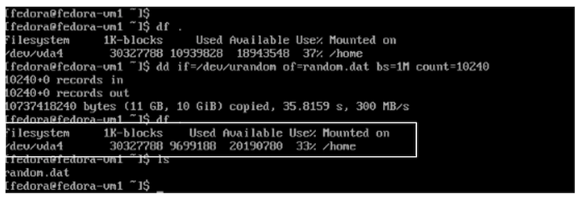 La machine virtuelle OCP-v remplit le disque