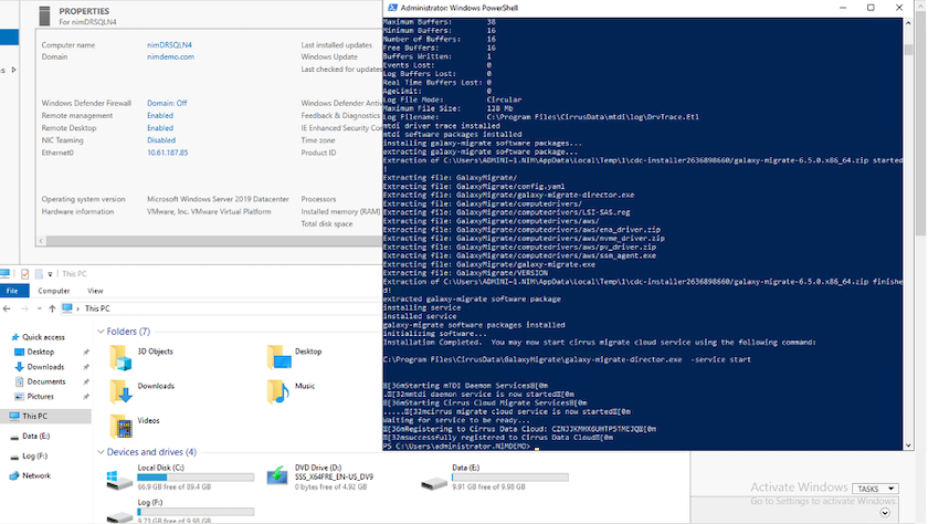 Illustration de la progression de l'installation de Windows