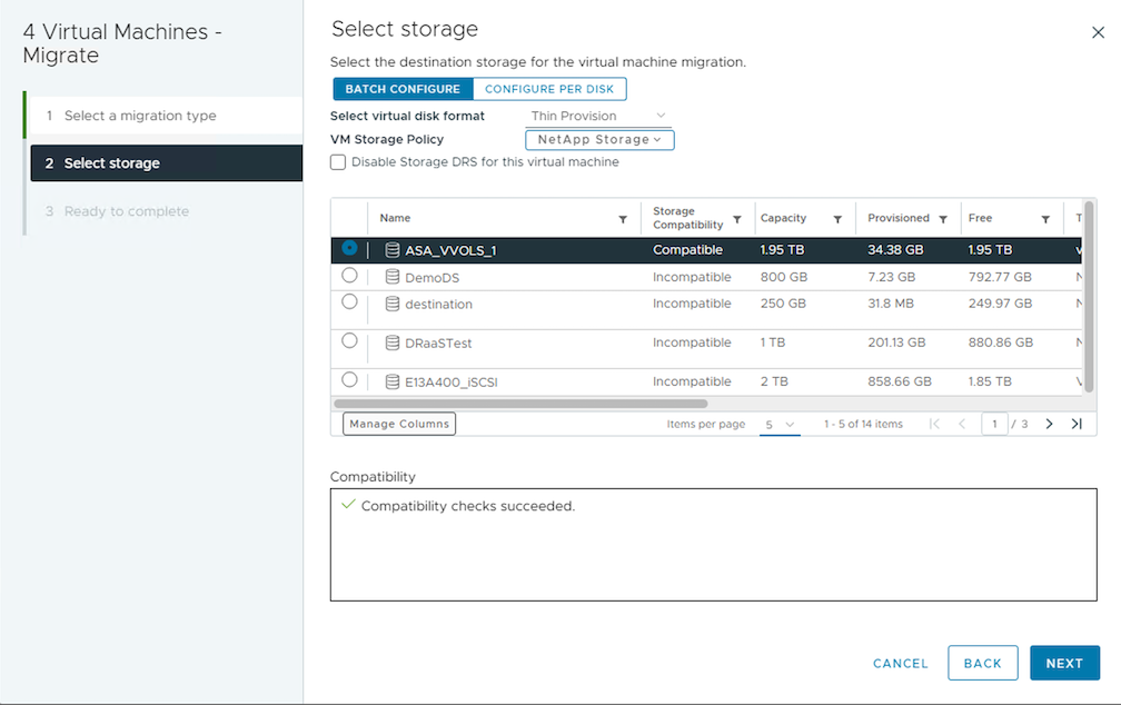 Datastore conforme à la stratégie de stockage VM