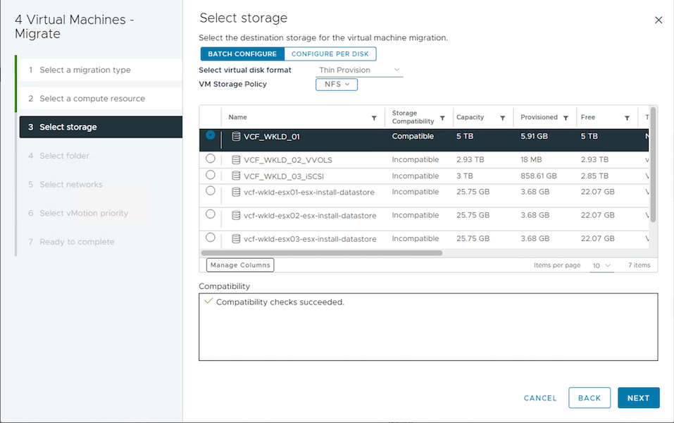 Datastore conforme à la stratégie de stockage VM