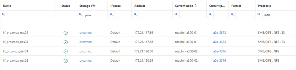 détails de l'interface nas