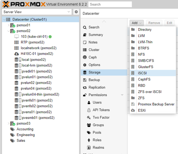 navigation dans le stockage iscsi