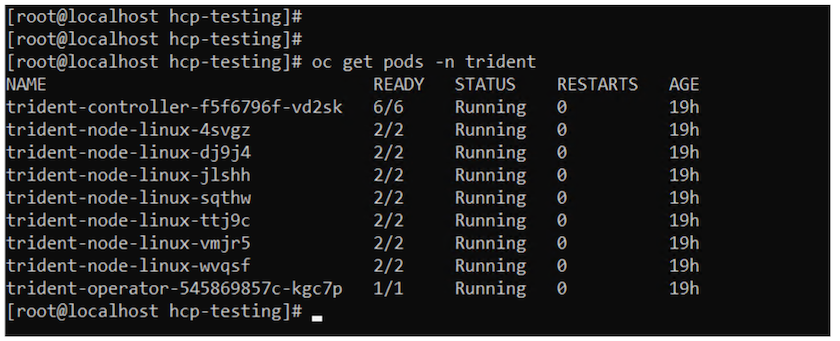 Pods Trident en cours d'exécution