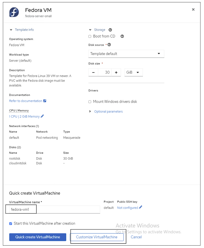 OCP-v Personnaliser VM