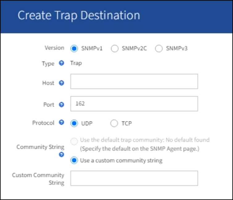 SNMP Create Trap destination