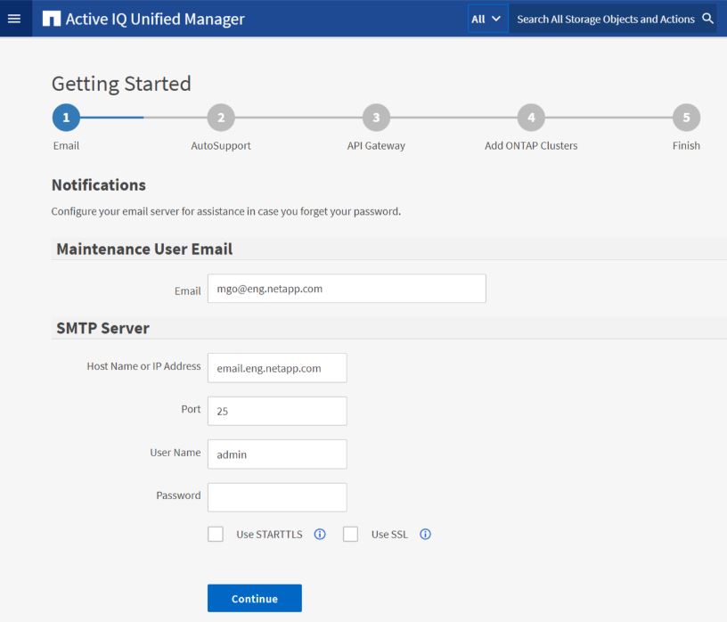 Schermata dell'interfaccia utente che mostra una pagina dell'installazione su VMware.