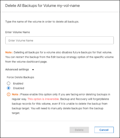 Uno screenshot che mostra l'opzione Elimina tutti i backup